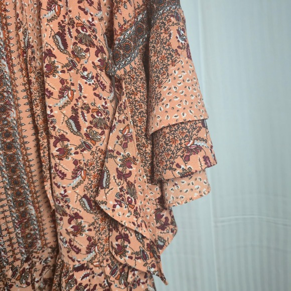 Umgee USA Floral‎ Print Dress Tiered Bell Sleeve Boho Bohemian Small S - Picture 5 of 16